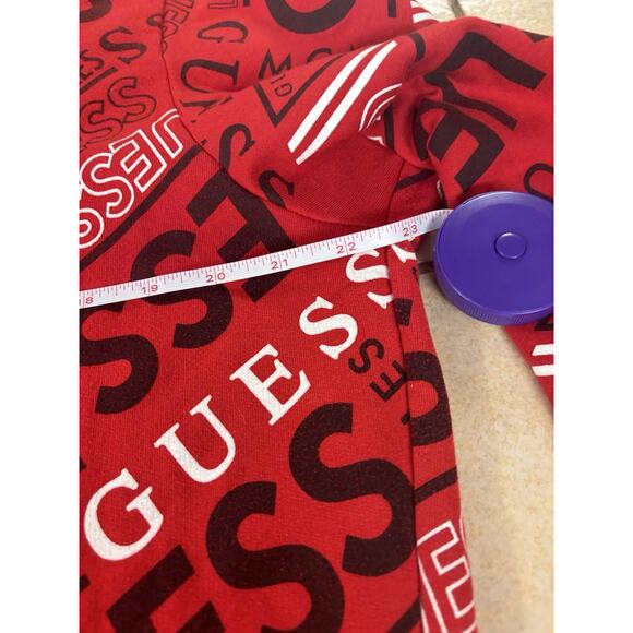 MENS GUESS ICONIC LOGO RED CREW SWEATSHIRT SIZE LARGE - Picture 4 of 6